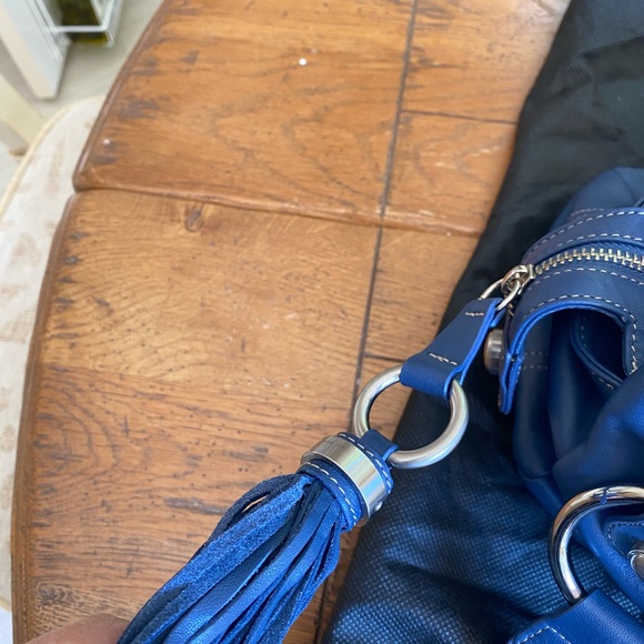 B Makowsky blue satchel with silver details - Picture 7 of 10